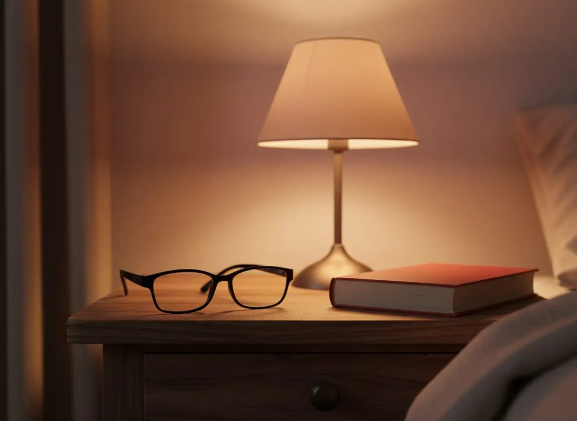 Los lentes en la mesa de luz
