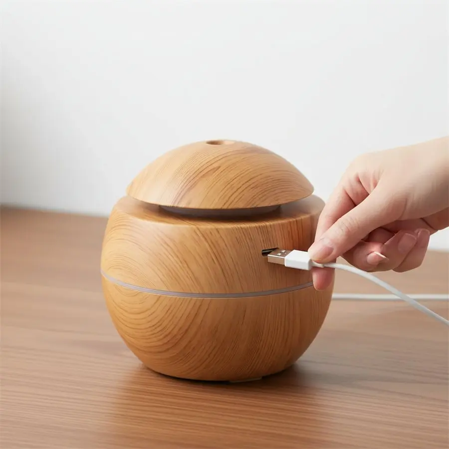 Conectando el cable USB al humidificador