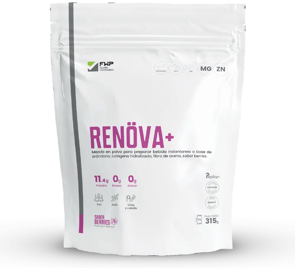 Envase de RENÖVA+ de 315 g, sabor berries