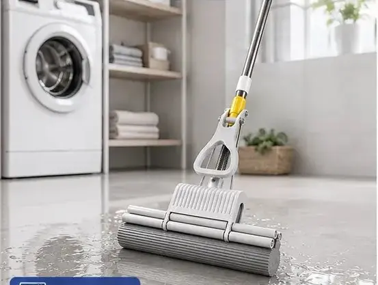 La mopa secando el piso del lavadero