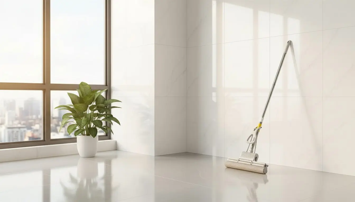 Piso de porcelanato seco en un ambiente luminoso