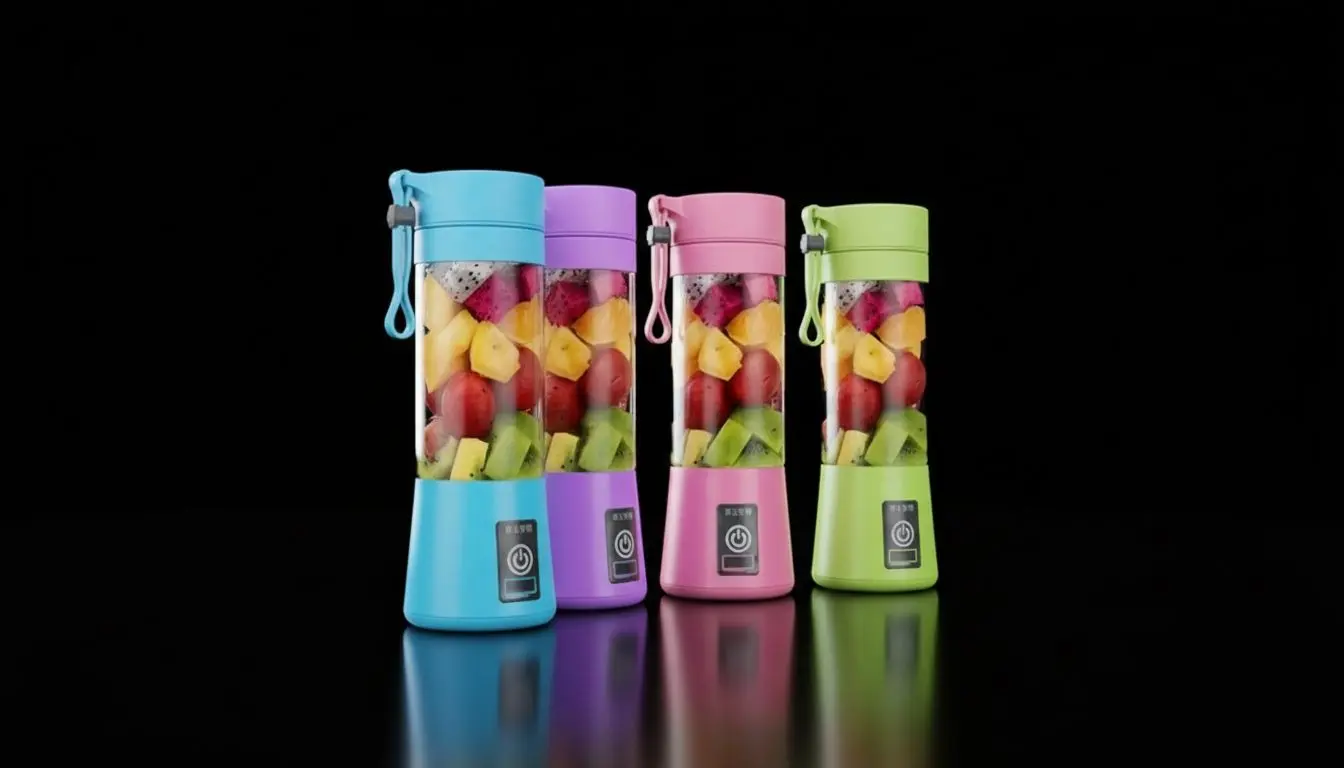 Los cuatro colores disponibles: azul, violeta, rosa y lima