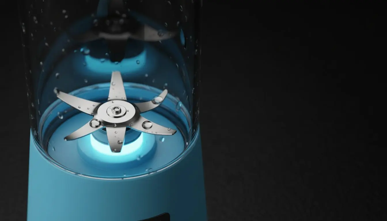 Primer plano de la estrella de seis cuchillas de acero en el fondo del vaso