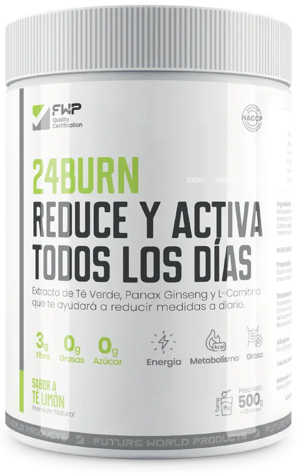 Envase de 24BURN de 500 g, sabor té limón