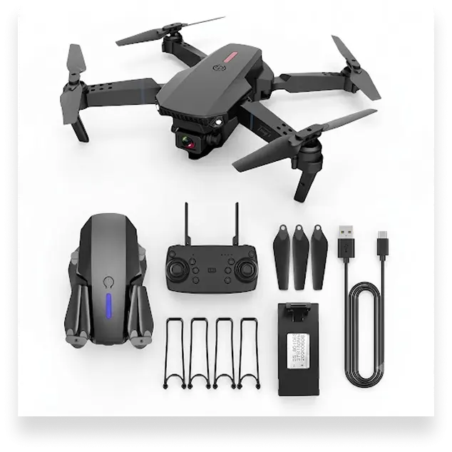 Drone E88 Pro con control y accesorios