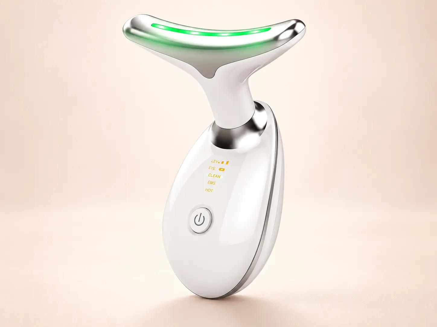 Masajeador facial Vaylisy en modo CLEAN con luz verde
