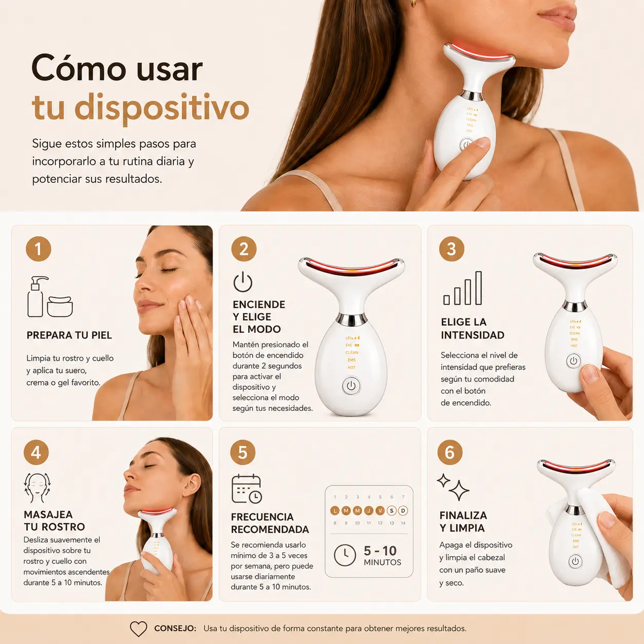 Cómo usar el masajeador facial
