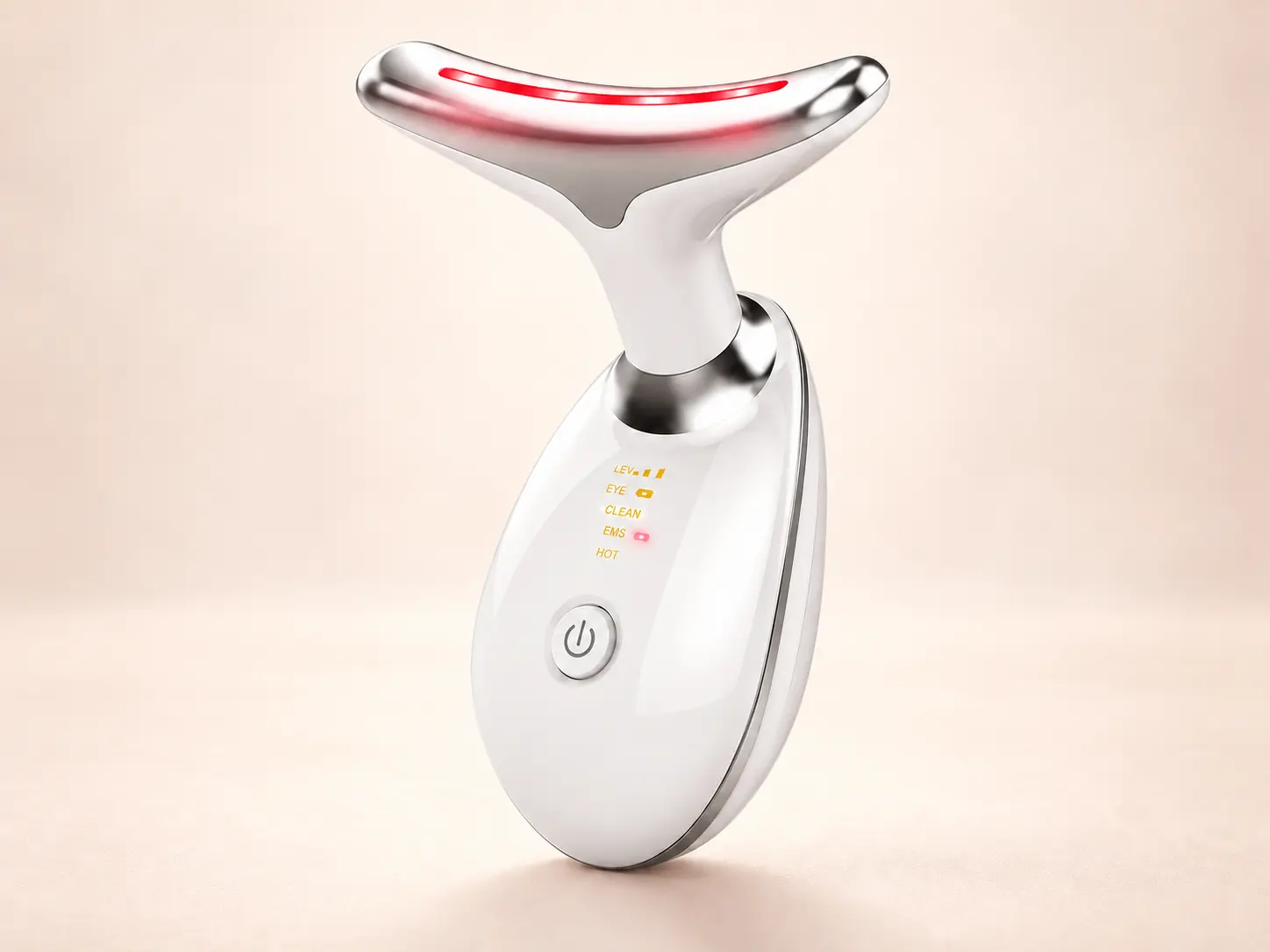 Masajeador facial Vaylisy en modo EMS con luz roja